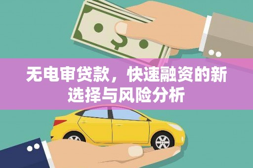 土库无电审贷款，快速融资的新选择与风险分析